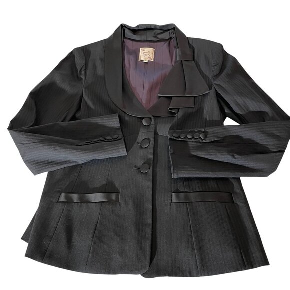 Nanette Lepore Tuxedo Jacket with Bow Lapel Black Size 12 - Picture 5 of 15